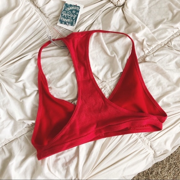 Free People Intimately FP Red Ribbed Bralette - Picture 2 of 8
